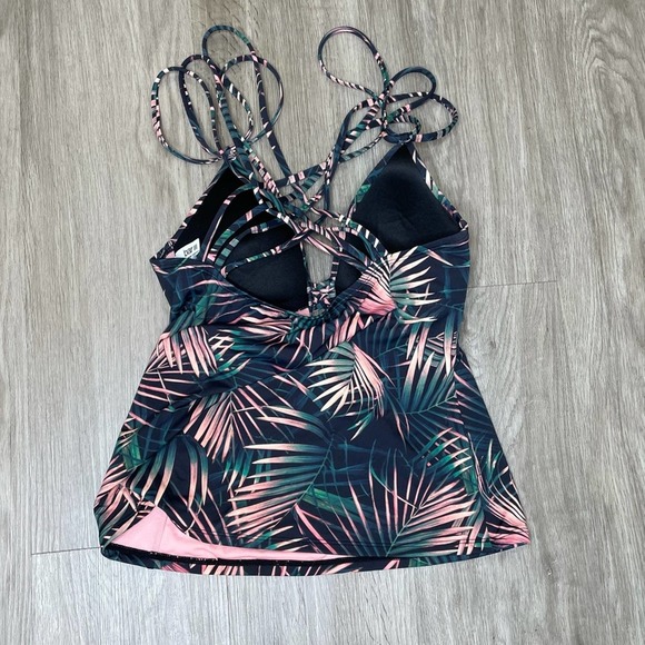 Bar III Women's V-Neck Strappy Woven Cross Back Bali Nights Tankini Swim Top - Picture 4 of 4